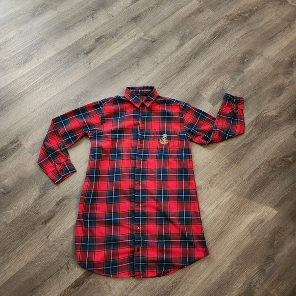 Ralph Lauren Flannel Plaid Sleepshirt Small Cozy Cabincore Holiday Monogram - Picture 11 of 16